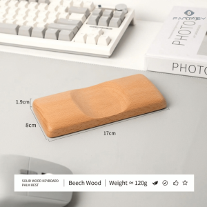 FANTASY T MALL Premium Solid Wood Wrist Rest Ergonomic Hand Support with Rounded Edges Available in Walnut and Beech Wood Non Slip Base Minimalist Keyboard Desk Accessory for Office Computer Gaming Space