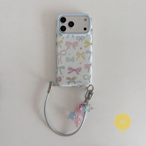 For iPhone 16 Pro Max Case TPU Chain Colorful Butterfly Bowknot Phone Case For iPhone 15 Cover 手机壳 Aesthetic Korean Cute