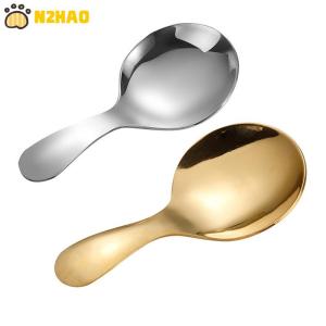【N2HAO】 Cute Stainless Steel Spoon Short Handle Gold Ice Cream Tea Coffee Spoon Kids Spoon Kitchen Condiment Spice Scoop