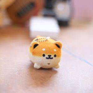 SPDD Shiba Inu Cute Bread Dog Key Chain Plush Toast Plush Animal Pendant Sweet Car Key Keyrings Cartoon Plush Doll Toy Women