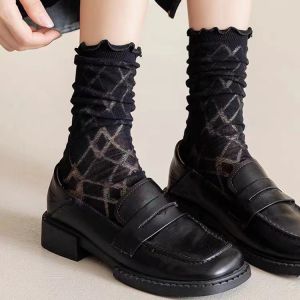 💖LH Shoes💖ถุงเท้าลูกไม้กลวงสำหรับผู้หญิง ถุงเท้า jk สไตล์เกาหลีขอบเชื้อราสไตล์ญี่ปุ่นฤดูร้อนบางยาวราคาส่ง