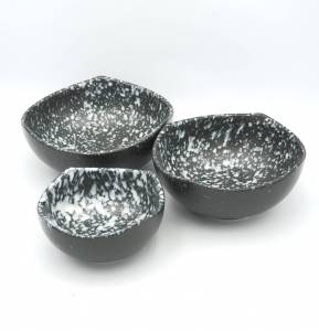 ถ้วยชาม ถ้วยเซรามิคชาม ลายหินยี่ปุ่น สีดำ 3 ขนาด ถ้วย 4.75 ชาม 6 ชาม 7