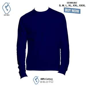 kaos polos navy blue combed 30s longsleeve / baju distro polos panjang