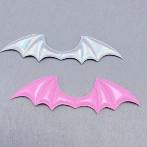 10x Big Lovely Padded Shiny Fabric Bat Wings Appliques Hand Embellishment Patches Set for Hair Clip Gothic Hair Barrette