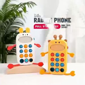 Digital Cognition Early Education Toy  Phone Shape Rabbit Baby Finger Press Soother