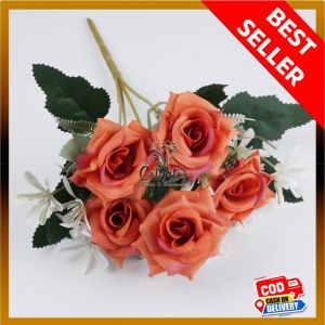 ROSE SEGI CABANG 5 ARTIFICIAL BERKUALITAS PREMIUM DEKORASI PESTA BUKET MAWAR CHRYSAN ROSE SUTRA ASLI SENTUH UNTUK MEJA RUMAH PERNIKAHAN BUATAN ARTIFISIAL IMPORT DAN TERJANGKAU