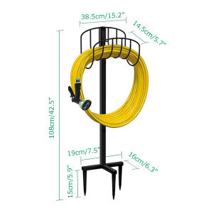 Freestanding Garden Hose Holder metal Hanger Water Pipe Rack Car Garden Tool Hose Reel Rack Black Large water pipe support rack