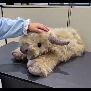 New Highland Cow Plush Heatable Scottish Highland Cow Plush Toy Long Yak