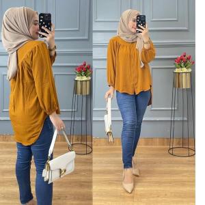 ATASAN WANITA MUSLIM TERBARU - KOREA STYLE SOFIA TOP BAHAN CRINKLE AIRFLOW LEMBUT DAN NYAMAN DIPAKAI