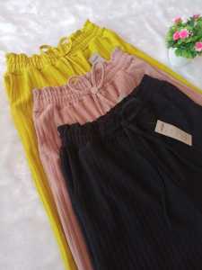 Celana Kulot Highwaist Knit Polos Pinggang Elastis - Gratis Ongkir