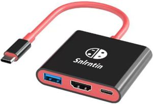 Switch Dock for Nintendo Switch Docking Station 3-Port USB C Multiport Digital AV Converter Adapter with 4K HDMI USB 3.0 100W Charging Port Switch HDMI Travel Dock for Pro iPhone 16 15 etc