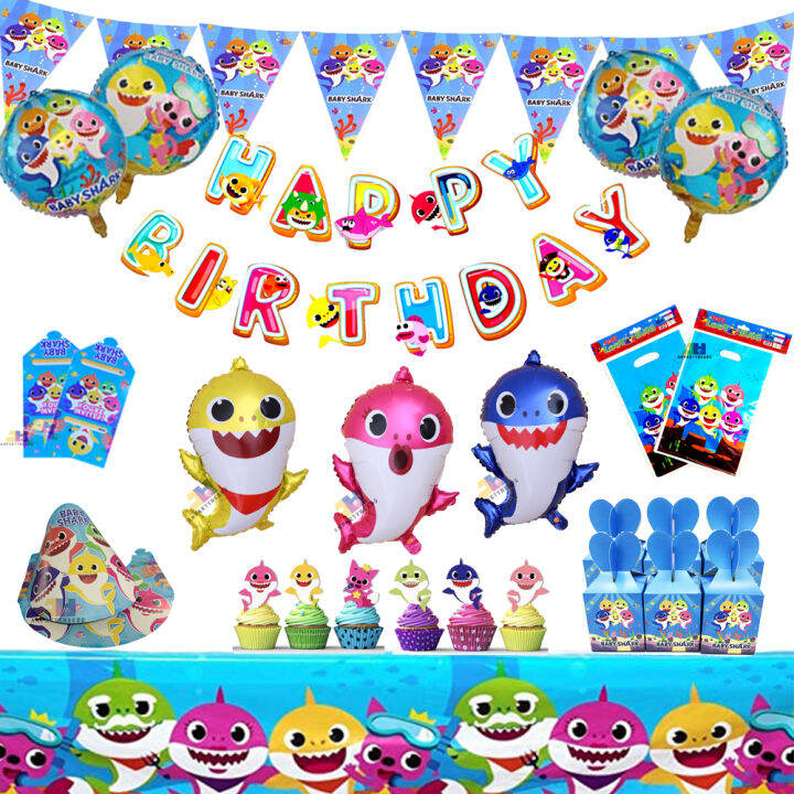 Baby Shark Party Set Tableware Birthday Decoration Backdrops Children ...