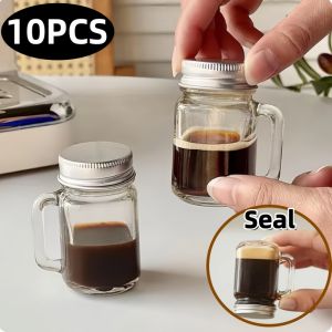 10PCS Mini Cold Extraction Mason Glass with Lid Espresso Liquid Sub-package Jar Small Sealed Jar Wholesale Mini Glass Jars Sealed Jam Jar Honey Sealed Jar
