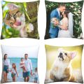 Nsipan Custom Pillow Case with Picture Text Set of 4 Customized Throw Pillowcases Home Decor, Decorative Cushion Cover for Couch or Sofa - Photo Text Gifts Personalized 12" x 12". 
