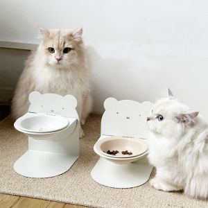 THANKSKY Large Capacity Ceramic Cat Bowl Adjustable Height ic Stand Cat Water Bowl Pet Products Non-Slip Cat High Footed Bowl For Cat and Dog