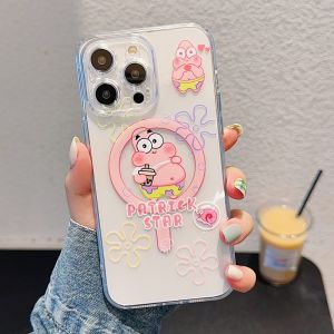 CrashStar MagSafe Cute Cartoon Transparent Silicone Soft Shockproof Phone Case For iPhone 15 14 Pro Max Plus 13 12 11 Pro Max Wireless Charging Phone Casing Clear Cover With Full Cover Lens Camera Protection