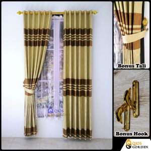 Gorden Mewah Kain Blackout Tebal Serat Embosh Model Smokering Tinggi 230 cm