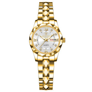 Binbang Mens Watch Waterproof Luminous Diamond-Shaped Glass Dual Calendar Fashion Quartz Watch Cross-Border Bestseller Dropshipping