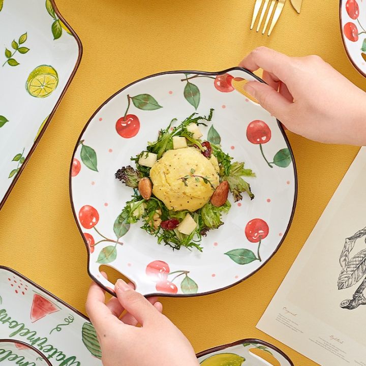 Đĩa nướng tròn tay cầm cách nhiệt, đựng trái cây, thức ăn | Lazada.vn