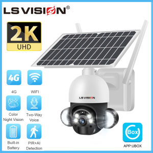 LS VISION 2K 4MP 4G Solar CCTV Camera 5X Zoom Outdoor Waterproof Wireless Floodlight PTZ Camera Security Cameras Two Ways Audio Full Color Night Vision IP Camera with 3M Extension Cord