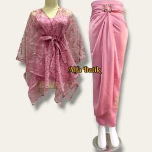 alfa batik -Setelan Outer dan Rok Lilit Polos outfit kekinian Cocok Buat KondanganwisudaTerbaru 2025