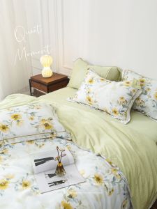 Bộ chăn ga gối cao cấp 100%Tencel 60s Họa tiết Hoa hướng dương 2022 Summer siêu mềm mát mịn