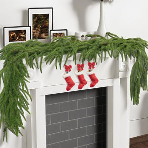 New Christmas Norfolk Pine Garland With Lights For Mantle Fireplace Decor Artificial Pine Branches Wreaths Table Home Decor 2025