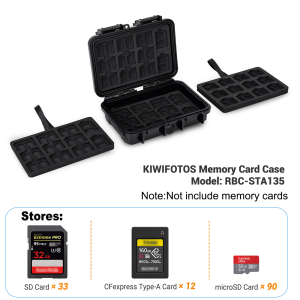 Kiwotos ที่เก็บของการ์ดความจำความจุขนาดใหญ่76การ์ด SD ขนาดเล็ก22การ์ด SD และ16 CFexpress Type-B/ การ์ด XQD การออกแบบและเปลือกที่ทนทานถุงมือช่าง