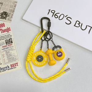 NVIEN1 พร้อมหัวเข็มขัดรูปตัว D ห่วงโซ่กุญแจแผ่นบาร์เบล คีตเทิลเบลล์ ขนาดเล็ก ห่วงกุญแจดัมเบลจำลอง เจ๋ง แก้วน้ำ จี้ซีรีส์ฟิตเนส ฟิตเนสโปรเพิล