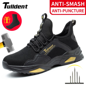 Tulldent Safety Shoes Men Steel Toe Cap Breathable Mesh Lightweight Anti-smash Anti-stab Safety Boots kasut safety