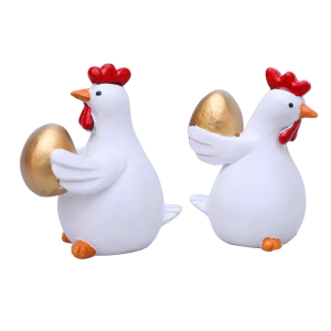 2Pcs Easters Hen Hugging Eggs Resins Statues Ornaments for Garden Yard Decoration and Home Office Tabletop Sculptures