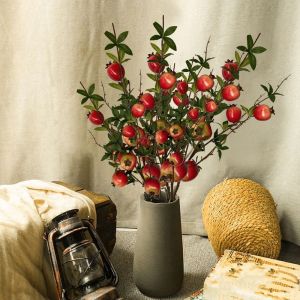 MKEB Realistic Artificial Pomegranate Branches Plastic Elegant Fake Plants Photography Props Handmade Simulation Pomegranate Fruit Home Living Room Decor
