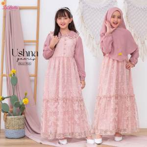 Labella Ushna Gamis Anak Perempuan Putih Polos Brokat Manasik Haji 6 8 10 tahun