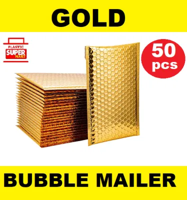【50pcs】【Rose Gold or Gold】Air Bubble Padded Metallic Shinny Poly Envelope Packaging Protective Polymailer Material Bubble Envelope Tape Courier Poly Mailer Bag