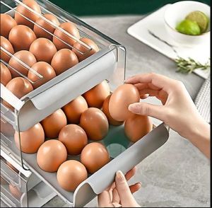 META EGG ORGANIZER 2 TINGKAT / TEMPAT PENYIMPANAN TELUR / BOX TELUR / RAK TELUR / HOLDER TELOR ESTETIK