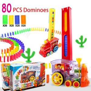 Domino Educational Building Blocks 80 PCS 3 Years+ Children Development Light Sound DIY Domino Game Toy Set