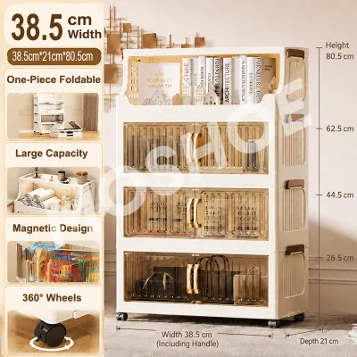 MOSHOE Foldable Storage Cabinet Plastic Wardrobe Storage Box Multipurpose Durabox for Kitchen Bedroom Bathroom