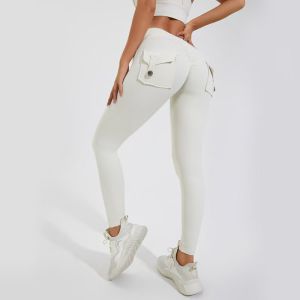 Womens High-Waisted Cargo Yoga Leggings with Pockets Butt Lifting Tummy Control Stretch Workout Pants for Outdoor Running Yoga Gym & Daily Casual Wear