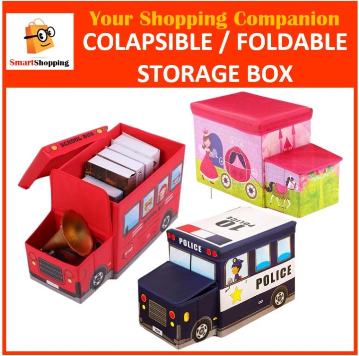 Cartoon Foldable Storage Box Chair Stool Vehicle Cartoon Storage Stool ...