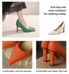 Temperament green high heels Pointed single shoes female shallow mouth high heels