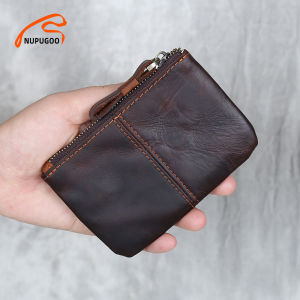 Genuine Leather Mini Coin Purse Men Wallet Slim Vintage Small Man Short Section Casual Card Wallets Little Pouch Bag NUPUGOO