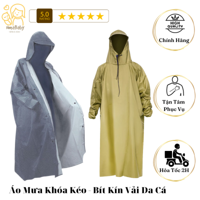 [HCM] Áo Mưa Cao Cấp Bít Kín Vải Da Cá -  Áo Mưa Da Cá Có Dây Kéo Khóa ( Bộ Đi Mưa Trùm 1 Đầu Một Người, Cao Cấp, Giá Rẻ, Thời Trang, Đi Xe Máy )
