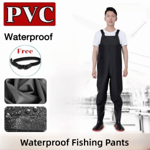 FZIPUA PVC Boots Pants Waterproof Thickened Fishing Pants Outdoor Synthetic Rubber Chest Waders Boots Men Women