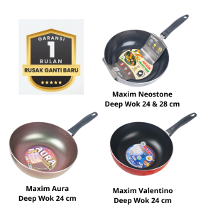 Maxim Deep Wok Neostone Valentino Aura| Wajan Penggorengan Anti Lengket 24 28 cm