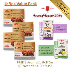 [ HQ GANO ] Lingzhi Bundle of 4 - 500mg Premium Lingzhi Cracked Spores Powder Capsules | Boost Immunity | Lingzhi Supplement