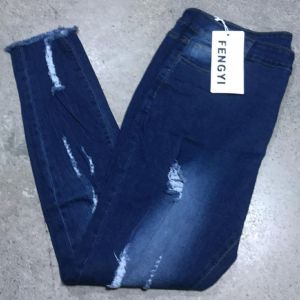 Tattered Denim Pants High Waist Skinny Jeans Ripped For Woman