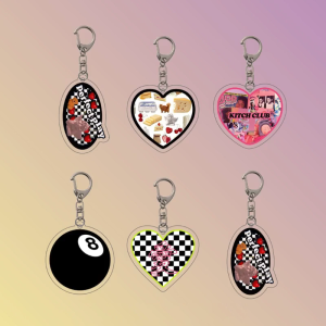 Y2K móc gắn chìa khóa Acrylic Mặt dây chuyền hình trái tim keyrings với kẹp tôm hùm trái tim Đĩa trang trí mặt dây chuyền tự làm dự án công cụ thủ công