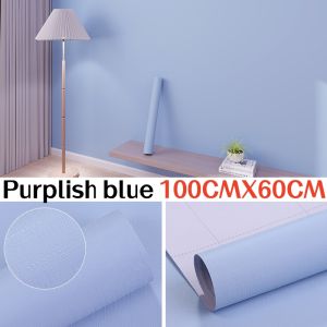 PVC self-adhesive wallpaper 1M living room bedroom waterproof thickened home decoration wallpaper Matte White Grey Blue bedroom waterproof thickened  Contact Paper