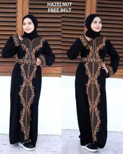 New abaya gamis hitam exclusive bordir hazelnut free Belt saudi jetblack  best seller
