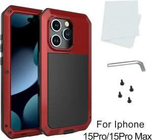 For iPhone Air 17 16 15 14 13 12 Mini 11 Pro Max XS XR 8 7 Plus Tank Armor Metal Cases Aluminum Screw Shockproof Glass Screen